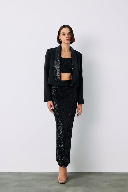 Karolin Midi Etek - Siyah