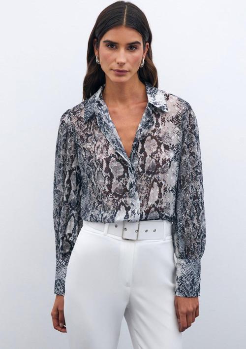 Desenli Salaş Gömlek - Siyah