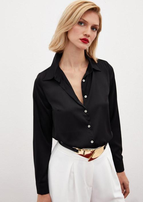 Saten Gömlek - Siyah