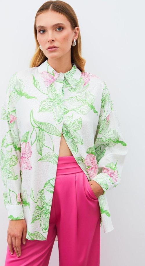 Renkli Desenli Salaş Gömlek - Yeşil