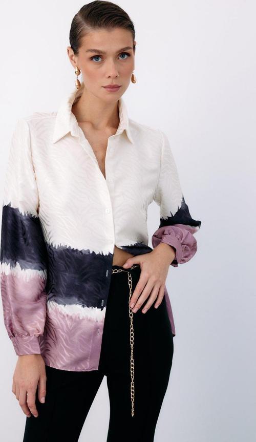 Renkli Klasik Gömlek - Pudra