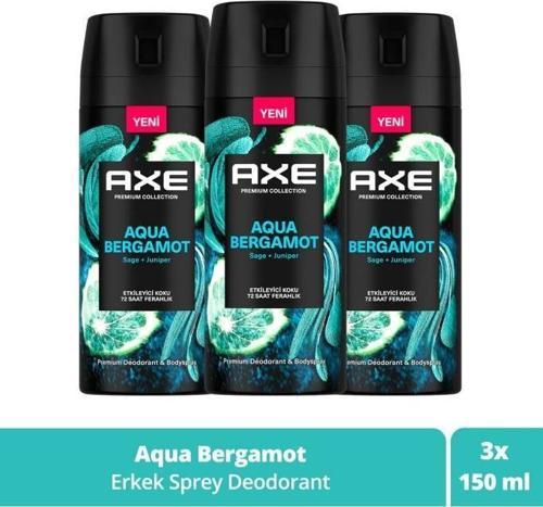 Erkek Sprey Deodorant Aqua Bergamot 72 Saat Ferahlık 150 ml X3