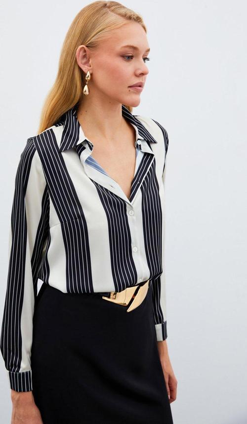 Çizgi Desenli Gömlek - Siyah