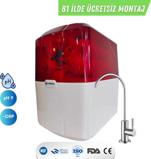 Premium Alkali ve Mineralli En iyi Su Arıtma Cihazı - Kırmızı
