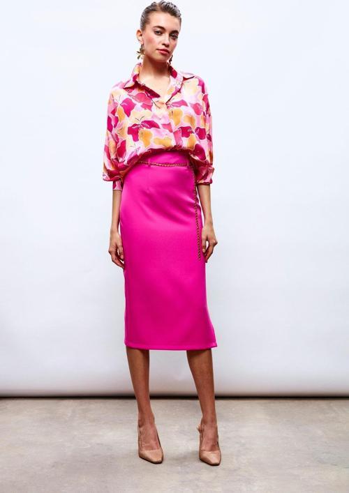 Zincir Kemerli Kalem Etek - Fuşya