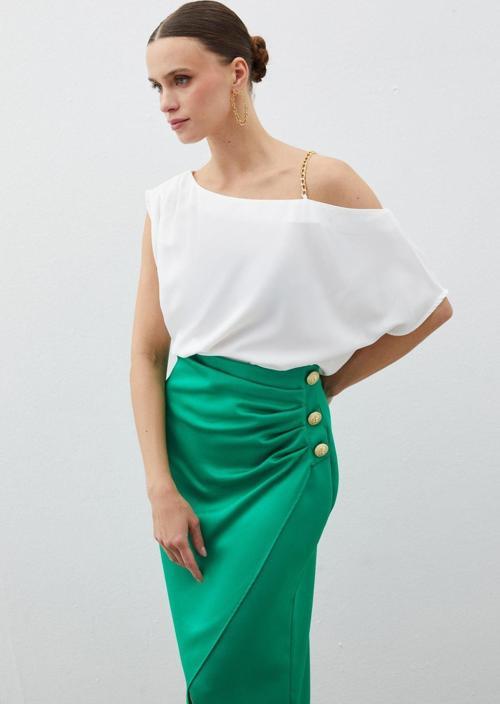 Düşük Omuzlu Salaş Bluz - Ekru