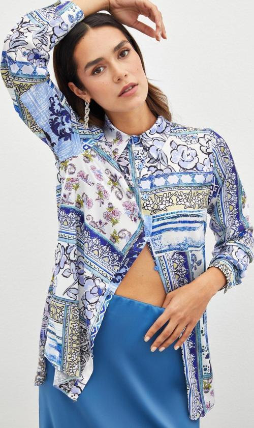 Klasik Desenli Gömlek - Sax Mavi