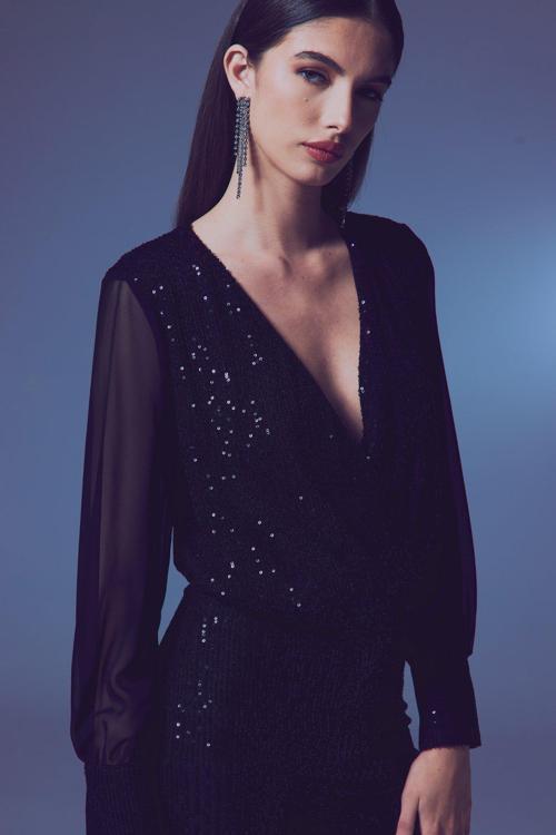 Şifon Kol Bodysuit Bluz - Siyah