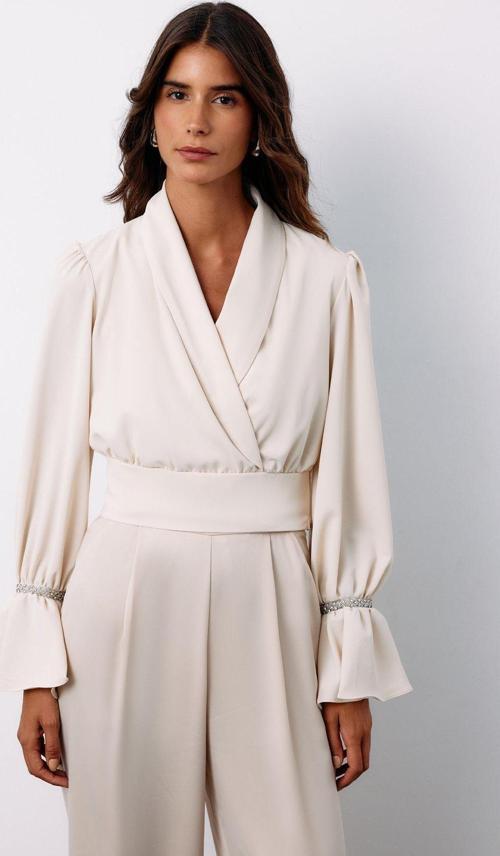 Aksesuar Detaylı Bluz - Bej