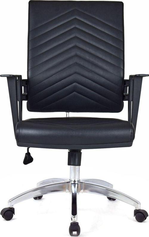 Berroni Siyah Deri Çalışma Koltuğu Ofis Koltuğu Büro Koltuğu Ofis Sandalyesi Krom Ayak