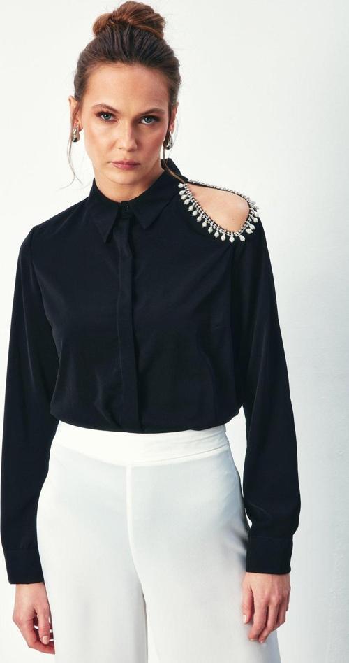 Tek Omuz Detaylı Gömlek - Siyah