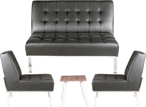 Varu Siyah Deri Ofis Kanepe Takımı