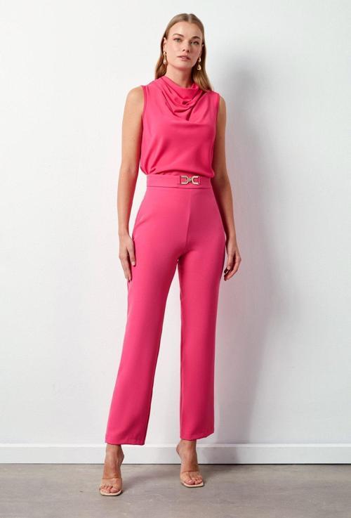 Aksesuar Detaylı Pantolon - Pembe