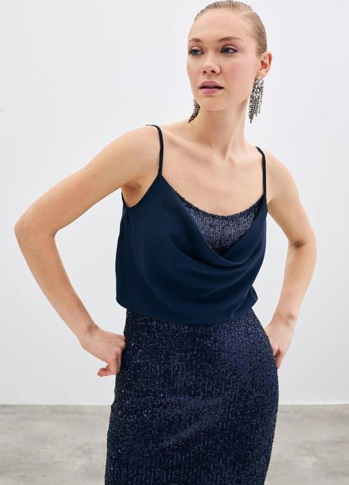 Degaje Yaka Bluz - Lacivert