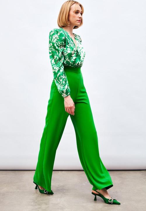 Salaş Krep Pantolon - Yeşil