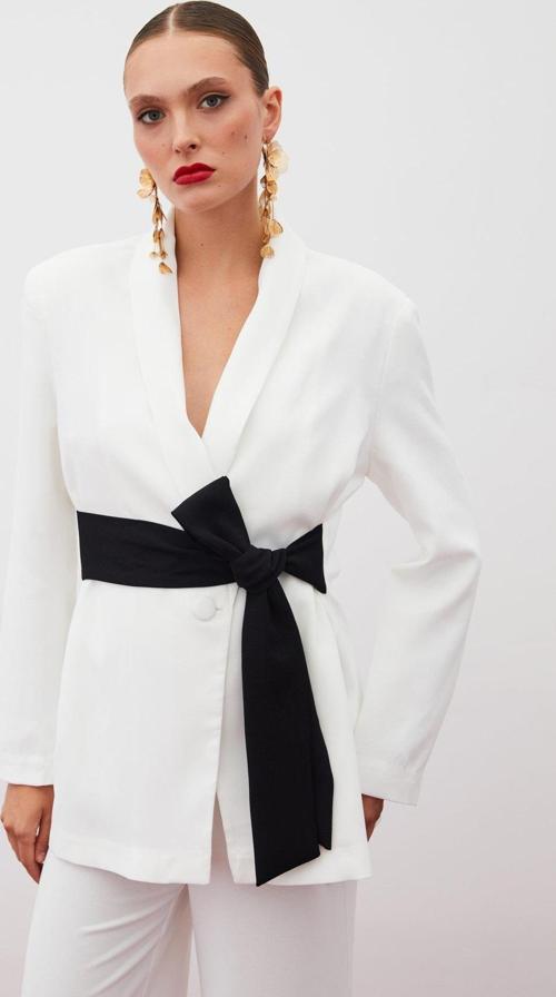 Beli Kuşaklı Uzun Ceket - Ekru