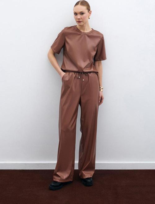 Salaş Deri Pantolon - Kahve