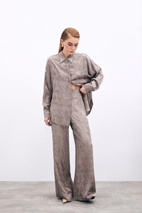 Jakarlı Salaş Pantolon - Vizon