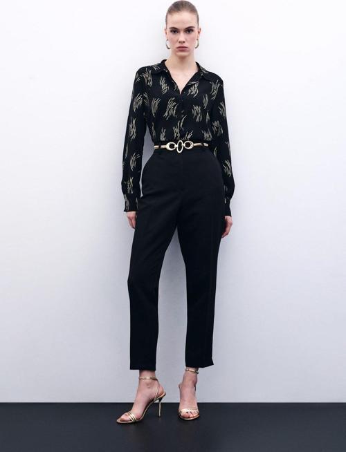 Cepli Düz Pantolon - Siyah