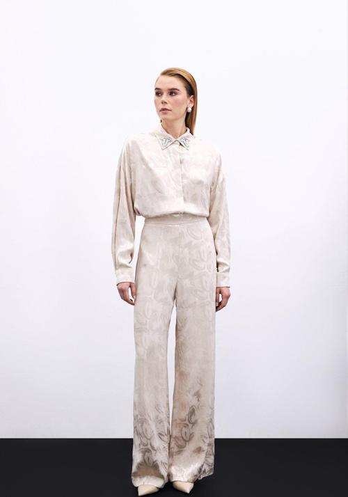 Jakarlı Salaş Pantolon - Bej