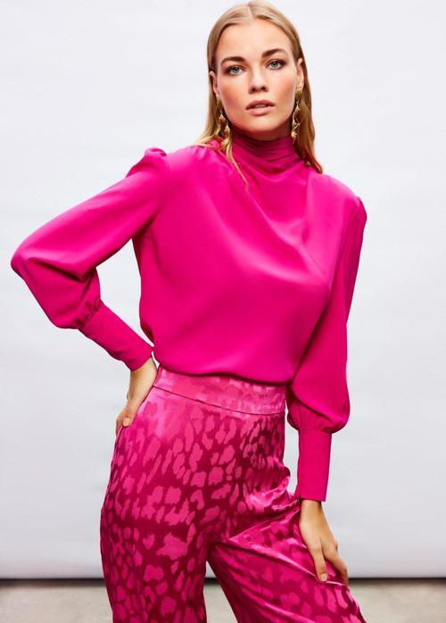 Drape Detaylı  Bluz - Fuşya