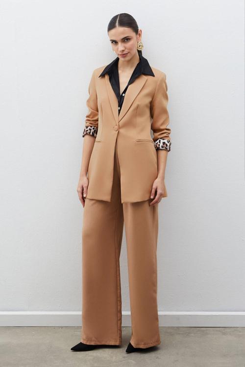 Mono Yaka Klasik Ceket - Camel