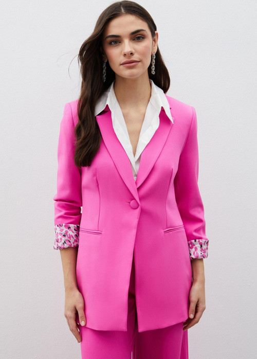 Mono Yaka Klasik Ceket - Pembe