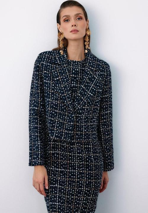 Düğmeli Tüvit Kısa Ceket - Lacivert