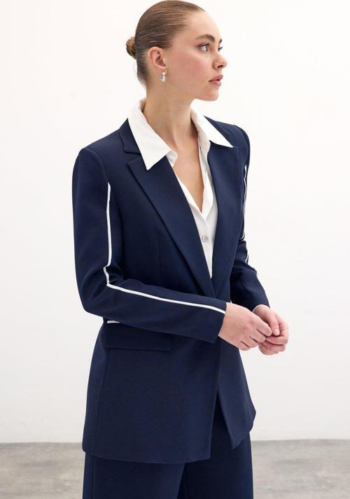 Kontrast Salaş Ceket - Lacivert