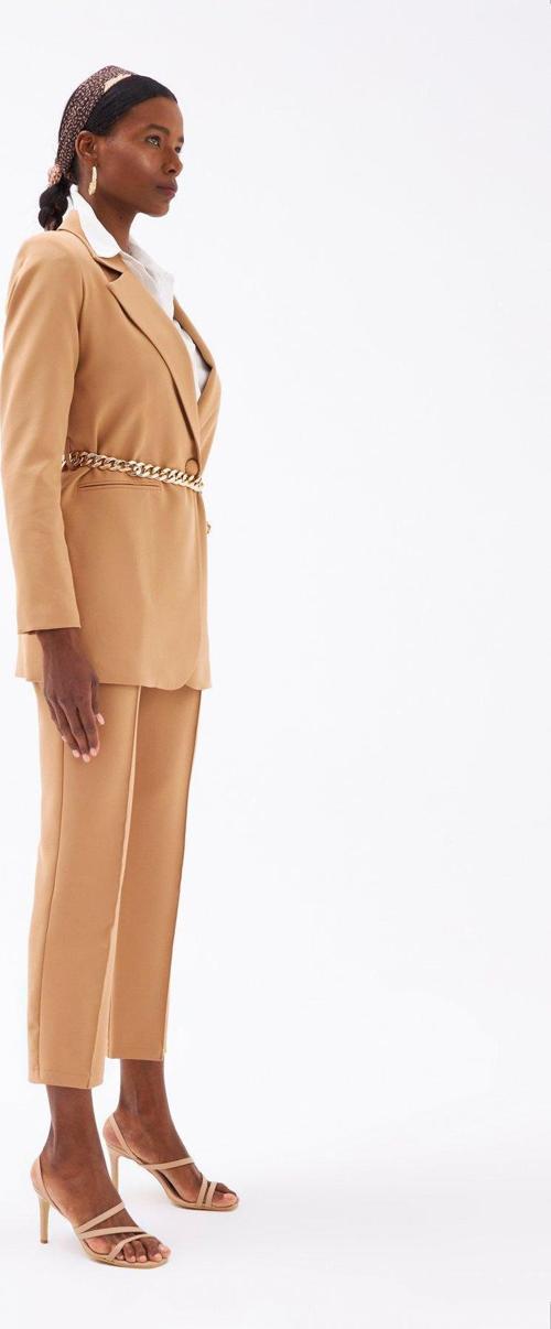 Nervür Detaylı Klasik Pantolon - Camel