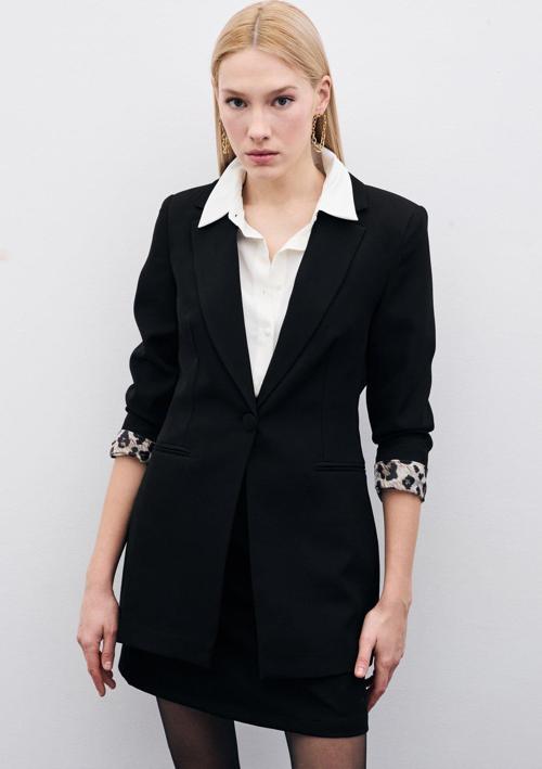 Mono Yaka Klasik Ceket - Siyah