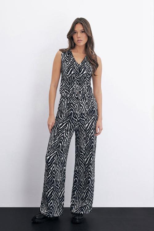 Zebra Desen Pantolon - Siyah