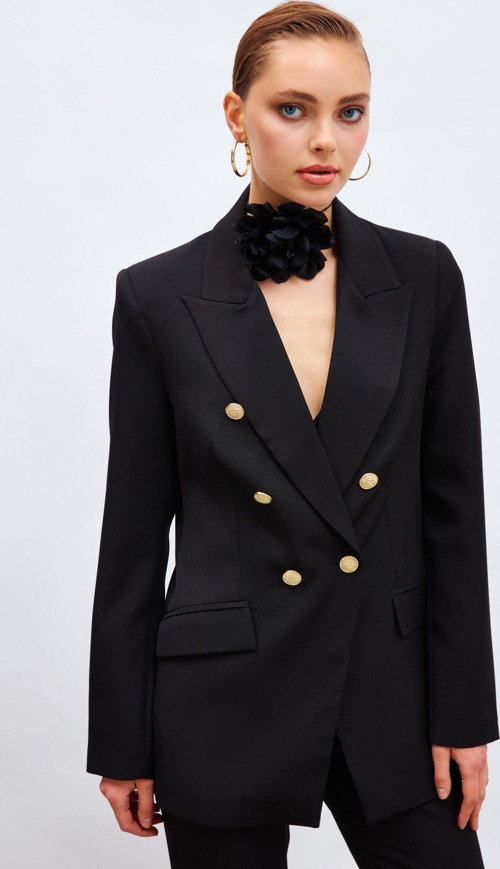 Düğmeli Blazer Ceket - Siyah