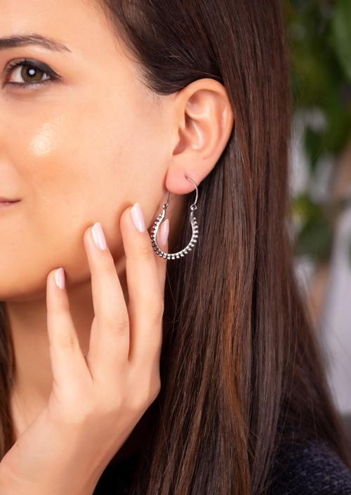 Halka Elişi Gümüş Tasarım Küpe 4946