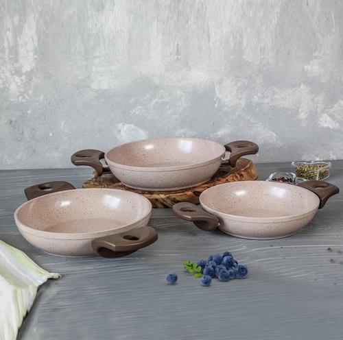 Safran 3 Parça Granit Tava Seti Sahan Set