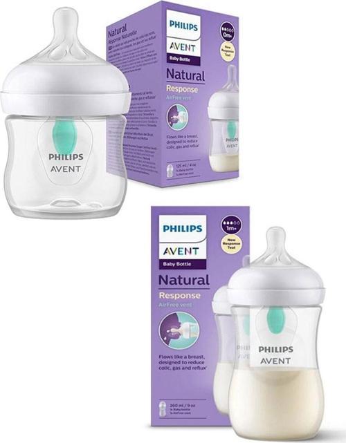 Natural Response Doğal Tepkili Antikolik Valfli Pp 2'Li Biberon Seti, 125Ml & 260Ml - Cam Değildir.