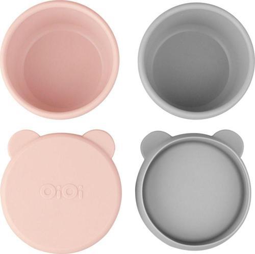 Silikon Kapaklı Mini Kase 2'Li Mini Bites - Pinky Pink / Powder Grey