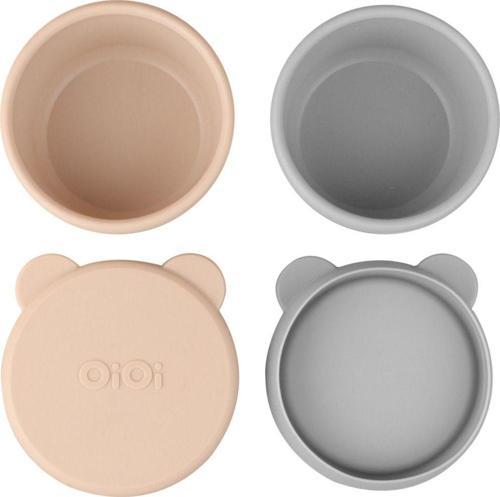 Silikon Kapaklı Mini Kase 2'Li Mini Bites - Bubble Beige / Powder Grey