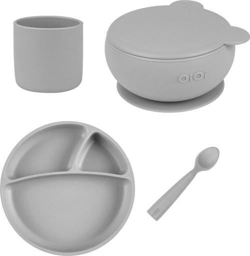 Powder Grey Dörtlü Set(Tabak+Bardak+Kaşık+Kapaklıkase)