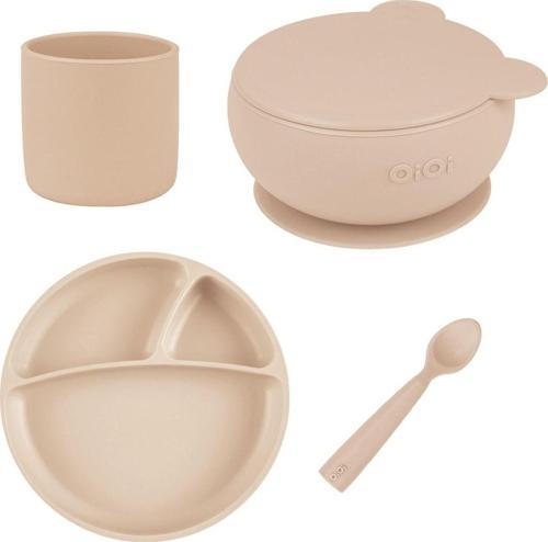 Buuble Beige Dörtlü Set(Tabak+Bardak+Kaşık+Kapaklıkase)