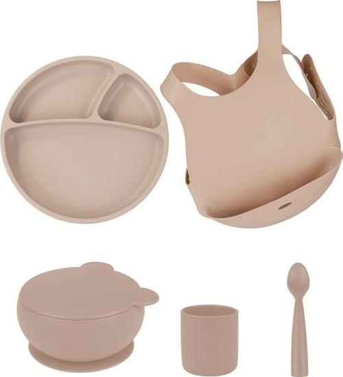 Silikon Beslenme Seti 5'Li - Bubble Beige