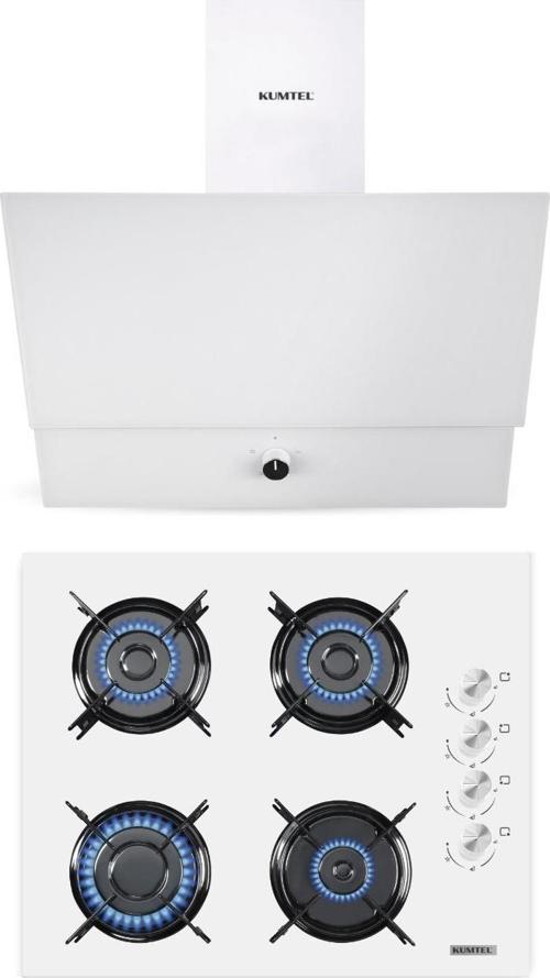 Beyaz 2\'li Ankastre Cam Set (Ocak-Davlumbaz)
