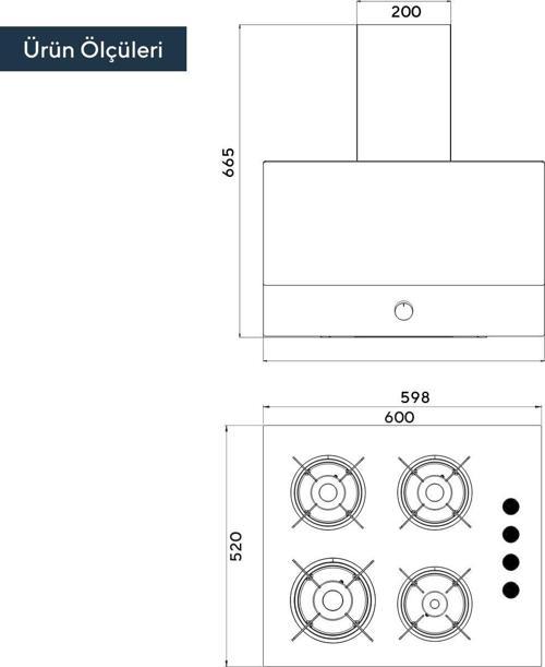 Beyaz 2\'li Ankastre Cam Set (Ocak-Davlumbaz)