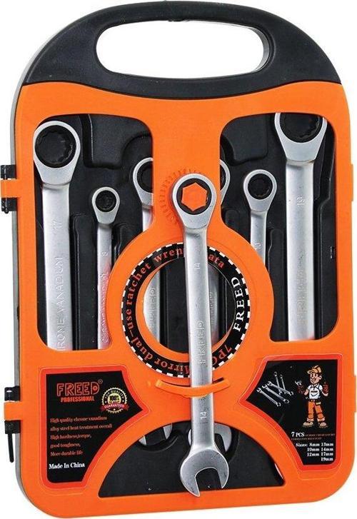 7 PCS CIRCIR KOMBİNE ANAHTAR SETİ 8-10-12-13-14-17-19MMPLASTİK TAŞIMA ÇANTALI-Findit