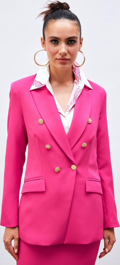 Düğmeli Blazer Ceket - Fuşya