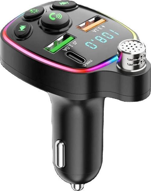 FM Araç Transmitter Bluetooth SD Card Şarj Müzik Radyo Mikrofon Araç İçi Çakmaklık Şarj ve Ses Cihaz