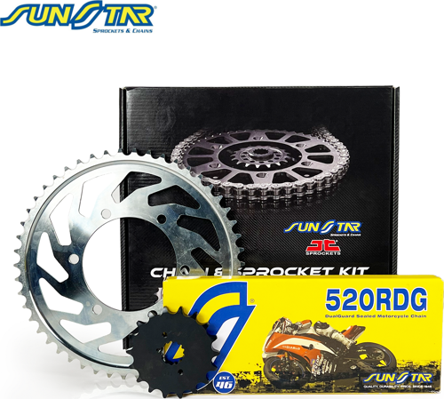 Zincir Dişli Seti Kawasakı Z 250 Sl (250 Cc)  (2015-2017) / Zincir : Sunstar 520Rdg (Çelik)-104 / Dişli: Sunstar (14T) - Jt (42T)