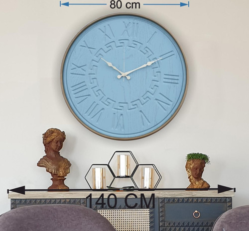 Su Yeşili Renkli Duvar Saati 80X80Cm