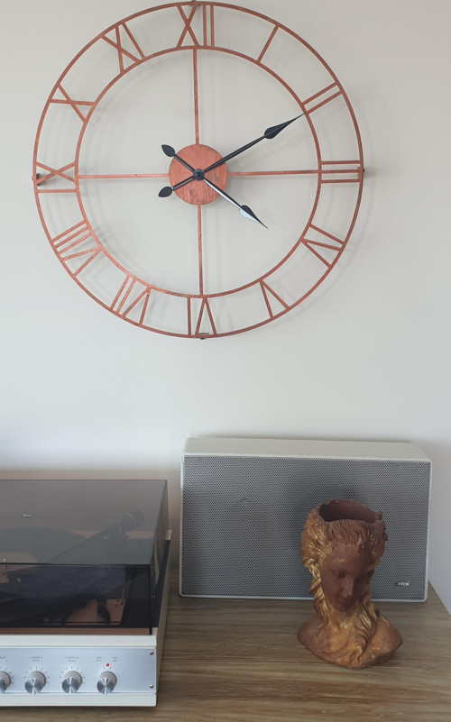 Bakır Renkli Metal Duvar Saati Çap 60 Cm