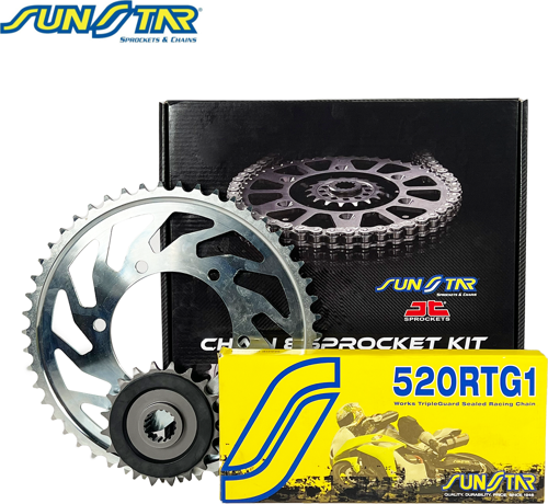 Zincir Dişli Seti Ktm Enduro R (690 Cc)  (2008-2018) / Zincir : Sunstar 520Rtg1 (Gold)-118 / Dişli: Jt (15T) - Sunstar (45T)